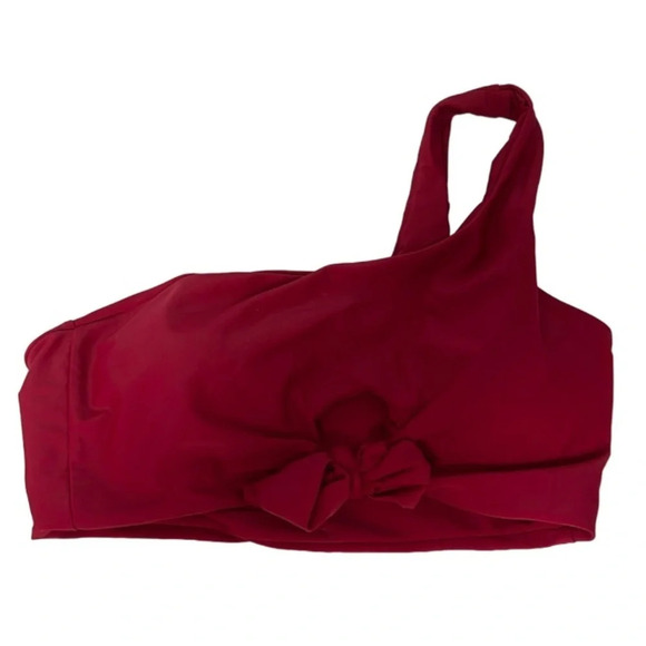 ZAFUL Berry Red One Shoulder Bikini Top Tied Peephole Padded Lined 4 - Picture 7 of 7